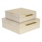 Contemporary Home Living Set of 2 White and Gold Square Faux Shagreen Decorative Box with Handles 9.75"